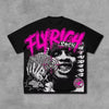 Abstract Face Graphic Cotton Oversized T-Shirt Y2K Men