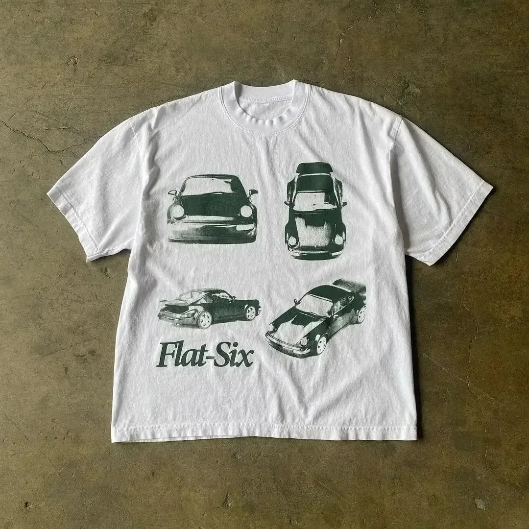 Harajuku Y2k Clothing Vintage Fashion Car Street Hip Hop T-shirt Crew Neck