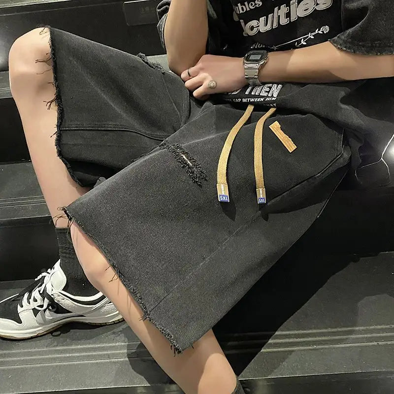 Men's New Style Spliced button Zipper Loose Versatile Casual Shorts