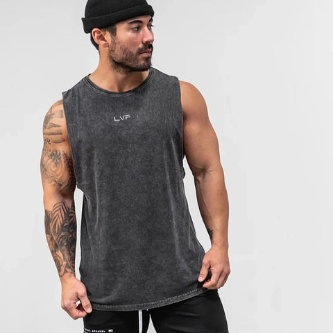 Men's Gym Cotton Tank Top: Sleeveless Fitness Shirt
