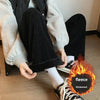 Fleece-lined Thickened Bottoms Loose-fit Casual Pants