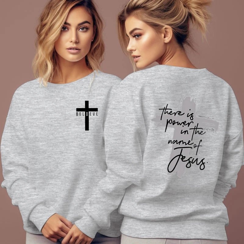Women Christian Sweatshirt Power in Jesus Pullover