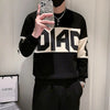 Fashion O-Neck Spliced Printed Letter Sweatshirts Men's Clothing Autumn