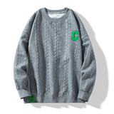 Pullovers Men Sweatshirts Style Casual Tops Big C Letter Stereoscopic Embroidered Clash Color