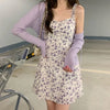 Summer Floral Two-Piece Mini Dress with Cardigan
