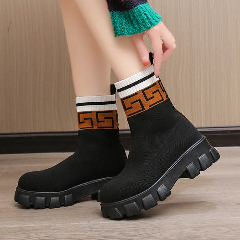 2024 Autumn Winter New Shoes Women Thick-soled Casual