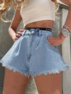 Women's High Waist Blue Denim Shorts Loose Fit A Line Casual Summer