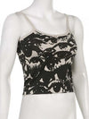 Gothic Portrait Print T-shirt Aesthetic Y2K Crop Tops Short Sleevle Vest
