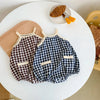 Summer baby Romper for Girls fashion Plaid Newborn Sleeveless Jumpsuit Baby