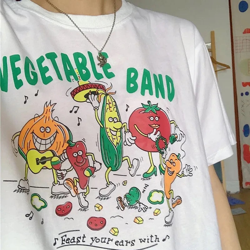 Vegetable Band Women T Shirt Harajuku Streetwear aesthetic Graphic