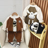Stylish 3-piece Suit For Boys Cartoon Tops Patchwork Coat Contrast