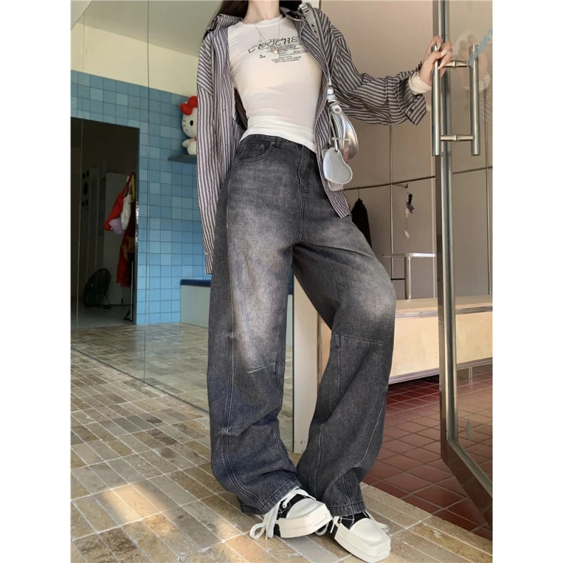 Black High Waist Y2K Wide Leg Women’s Jeans Vintage Streetwear