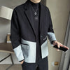 2024 Winter Men's Patchwork Suit Collar Pocket Loose Blazers