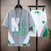 Men Summer Tracksuit Short T-Shirt +Shorts Set Sports Fashion Outfit Casual