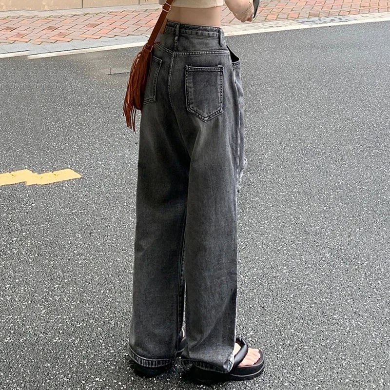Women Vintage Ripped Wide Leg Y2K Jeans