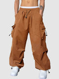 Loose Fit Cargo Pants Mid Waist and Drawstring Safari Style For Men