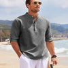 2024 Men's Casual Blouse Cotton Linen Shirt Loose Tops Long Sleeve Tee
