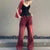Y2K Vintage High Waist Women's Red Baggy Wide Leg Jeans for Streetwear