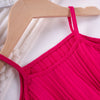 Cute Shoulder Strap Wave Stripe Summer Set For Kids