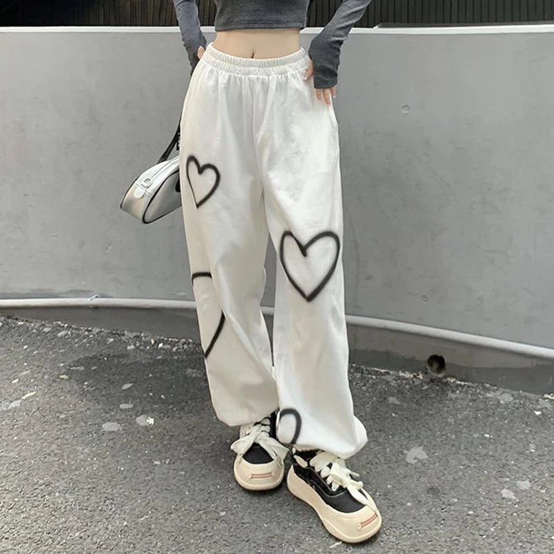 White Oversize Pants Women High Waist Streetwear