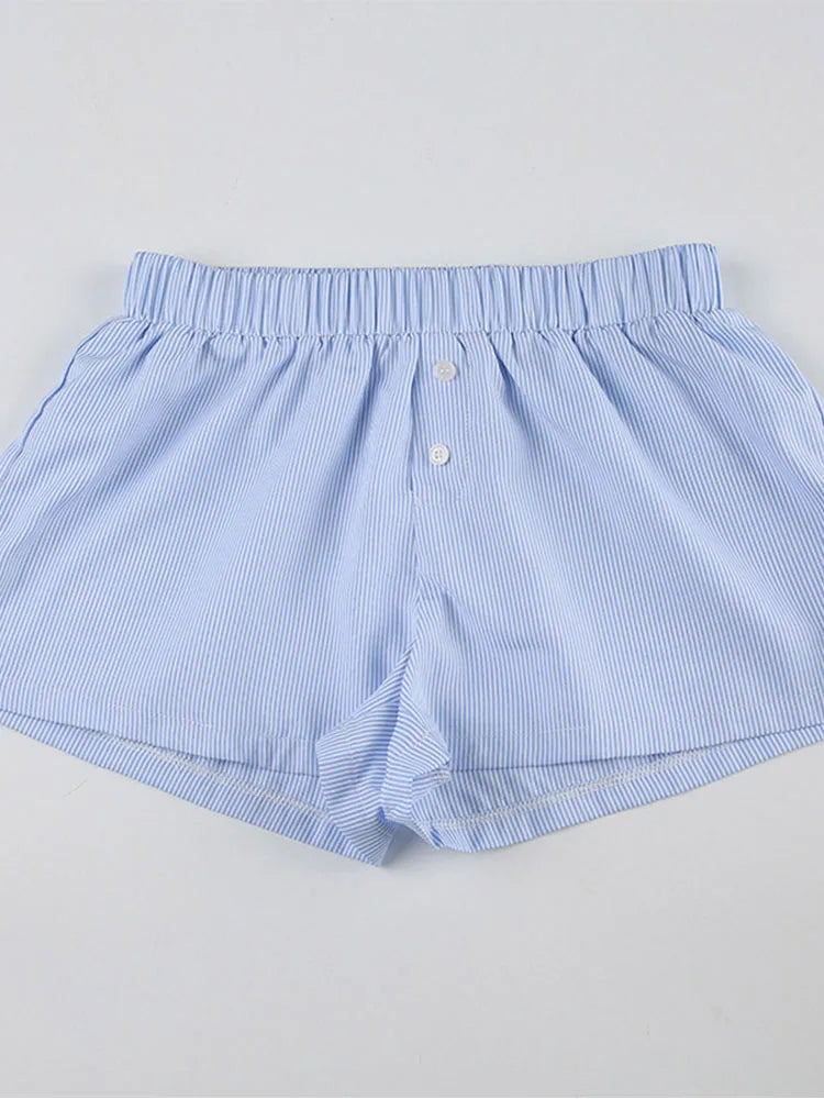 Trendy Striped Shorts Women Comfy Elastic Waist Street Style