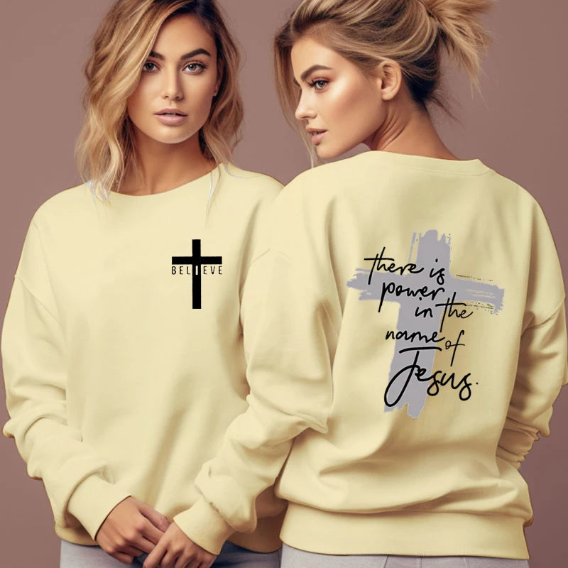 Women Christian Sweatshirt Power in Jesus Pullover