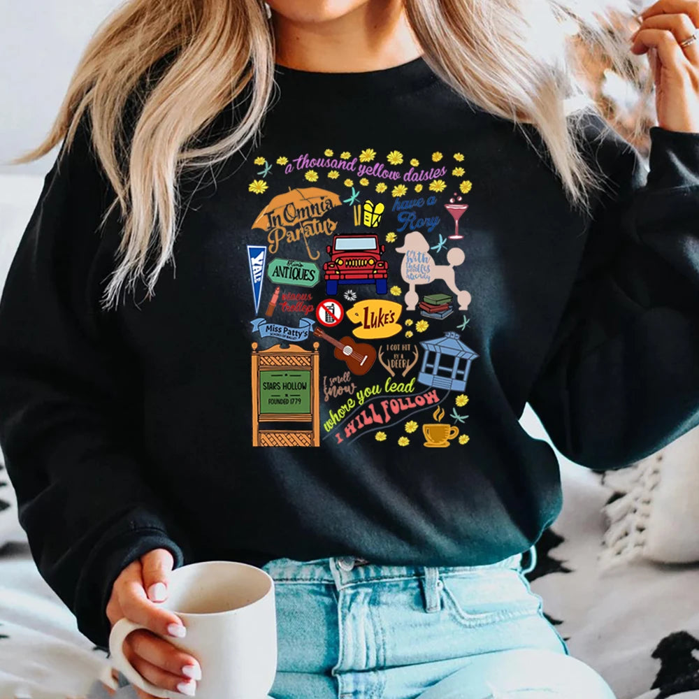 Vintage Gilmore Girls Stars Hollow Dragonfly Luke's Diner Sweater