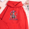Pink Hat Skull Print Stay Weird Letter Man Hoodies Soft Fleece