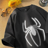 Urban Style: Oversized Men's Tee with Bold Black Spider Print