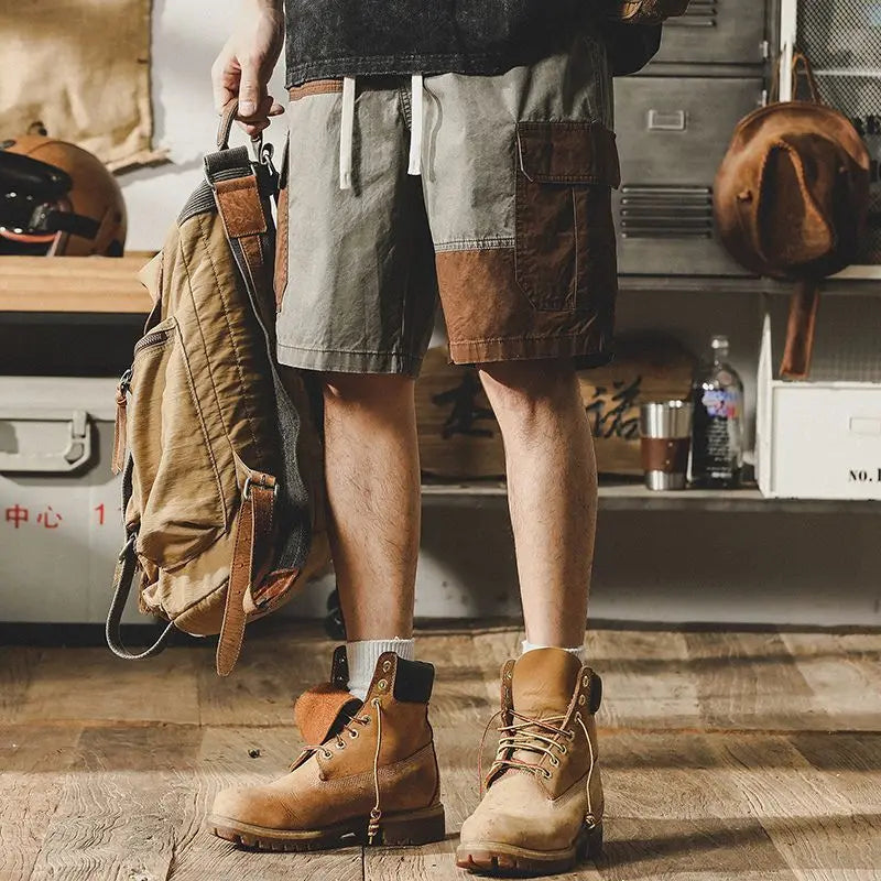 Vintage Summer Casual Shorts Men's Elastic Waist Drawstring