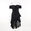 Summer Black A-Line Off Shoulder Dress Women Streetwear