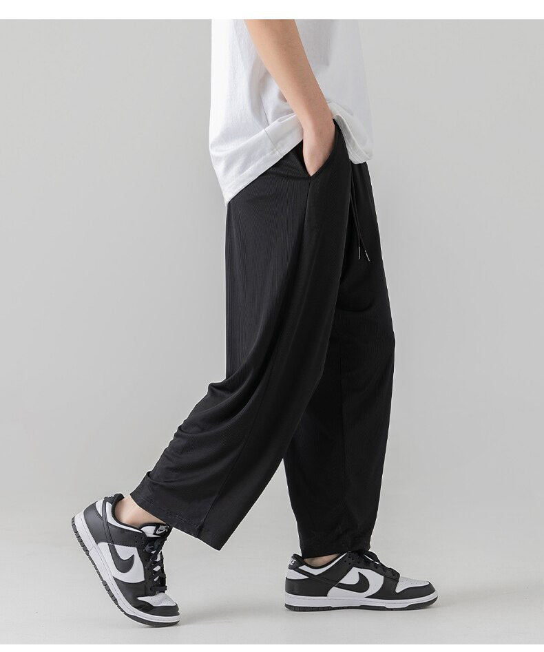 Men's Summer Casual Pants New Solid Color, Easy-Care, Cool Elasticity, and Lightness