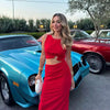 2024 Women's Fashion Round Neck Loop Buckle Sexy Off waist Midi Sleeveless