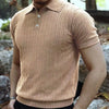 2024 Summer Knit Men's Polo Shirt Business Casual Striped Lapel Short Sleeve
