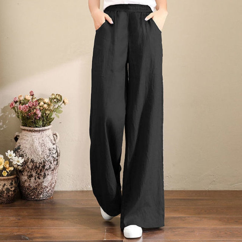 Linen cotton women's trousers straight wide leg pants oversize sweatpants streetwear