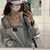 Y2k Baggy Halter Two Piece Sweatshirt Women Letter Print Loose Aesthetic Hoodies