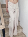 Basic Folds Asymmetric Wide Pants Women 2024 Autumn Streetwear