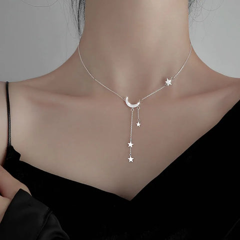Stellar Style: Trendy 2024 Moon and Star Necklace for Women