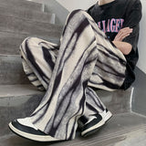 Men's Summer Trousers: Black Tie-dye Print with Comfortable and Trendy Korean Style 2023