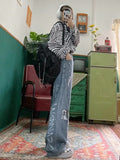 Baggy Pants Ulzzang Funny Ins Trousers Femme Summer Straight Jeans Streetwear