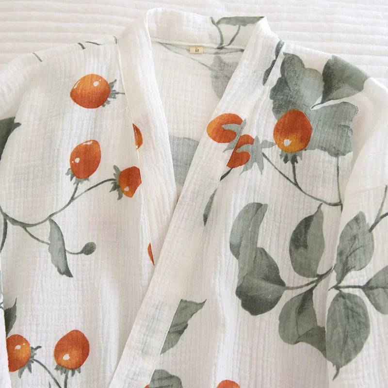 Japanese kimono ladies cotton pajamas two-piece three-quarter sleeve