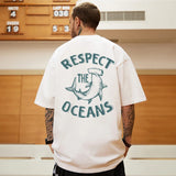 Respect The Oceans Print Mens Tee Casual