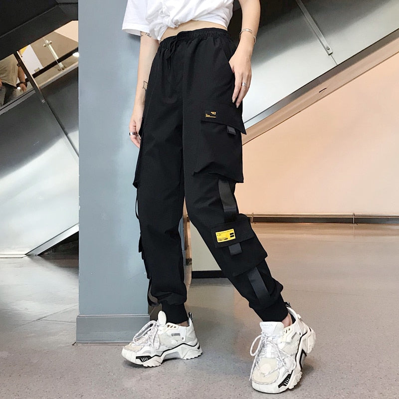 Women's High Waist Loose Cargo Pants with Big Pockets Hip Hop Streetwear, High Quality, Trending Style