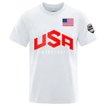 USA Basketballer Printed Street Casual T-Shirts Men Loose Oversize Fashion Hip Hop
