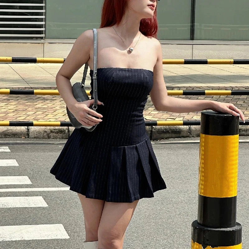 Y2K Striped Mini Dress