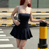 Gestreiftes Minikleid im Y2K-Stil