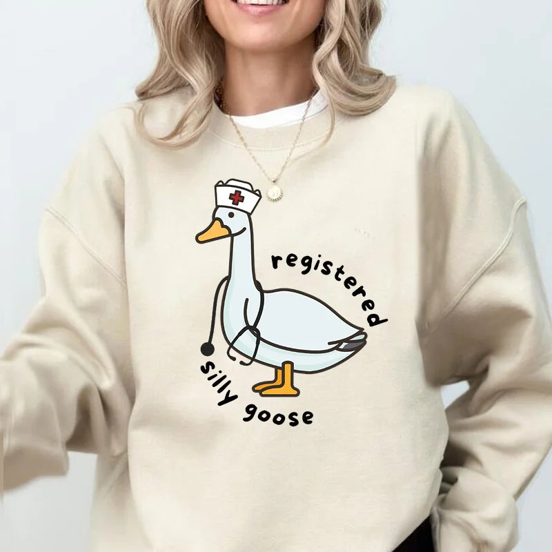 Registered Silly Goose Nurse Funny Graphic Sweatshirts