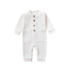 Baby Romper Cotton Solid Soft Infant Jumpsuit With Pocket Girl Boy Long Sleeve Bebe