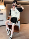 Stylish Summer Set for Girls V-Neck T-shirts and Shorts
