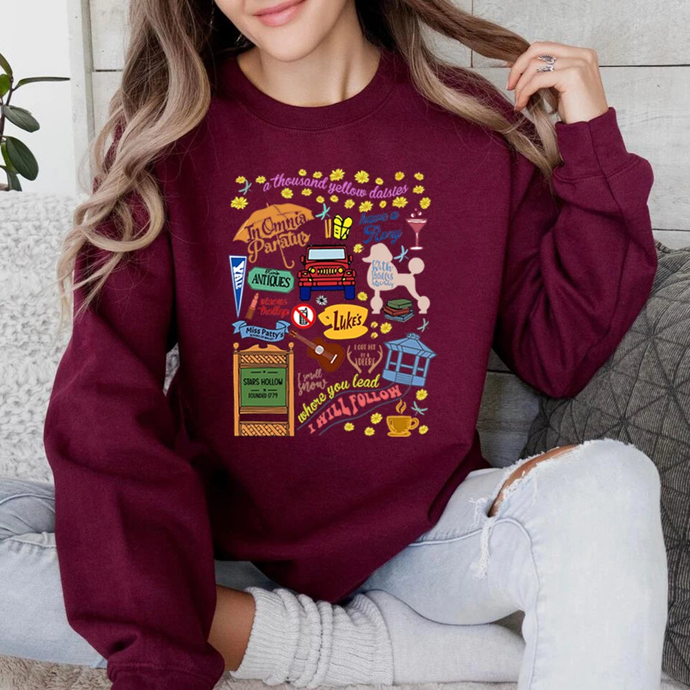 Vintage Gilmore Girls Stars Hollow Dragonfly Luke's Diner Sweater